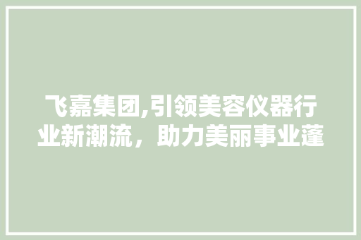 飞嘉集团,引领美容仪器行业新潮流，助力美丽事业蓬勃发展 飞嘉集团,引领美容仪器行业新潮流，助力美丽事业蓬勃发展 动手制作