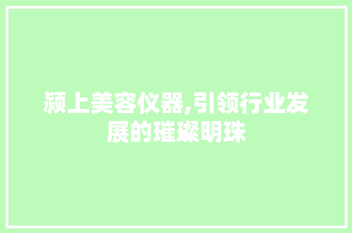 颍上美容仪器,引领行业发展的璀璨明珠 美容塑身