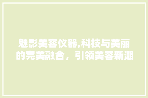魅影美容仪器,科技与美丽的完美融合，引领美容新潮流 魅影美容仪器,科技与美丽的完美融合，引领美容新潮流 美容塑身