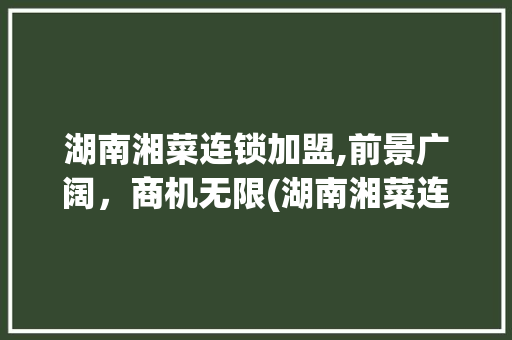 湖南湘菜连锁加盟,前景广阔，商机无限(湖南湘菜连锁加盟好做吗) 湖南湘菜连锁加盟,前景广阔，商机无限(湖南湘菜连锁加盟好做吗) 饮食拾萃