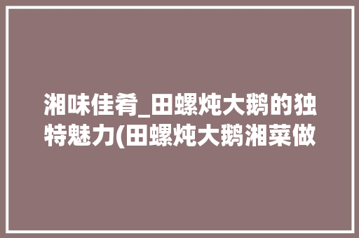湘味佳肴_田螺炖大鹅的独特魅力(田螺炖大鹅湘菜做法) 湘味佳肴_田螺炖大鹅的独特魅力(田螺炖大鹅湘菜做法) 饮食拾萃