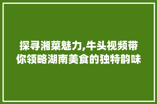 探寻湘菜魅力,牛头视频带你领略湖南美食的独特韵味_牛头视频湘菜 探寻湘菜魅力,牛头视频带你领略湖南美食的独特韵味_牛头视频湘菜 饮食拾萃