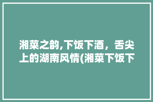 湘菜之韵,下饭下酒，舌尖上的湖南风情(湘菜下饭下酒什么意思) 湘菜之韵,下饭下酒，舌尖上的湖南风情(湘菜下饭下酒什么意思) 饮食拾萃