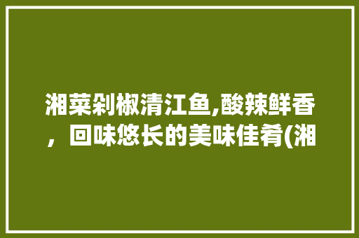 湘菜剁椒清江鱼,酸辣鲜香，回味悠长的美味佳肴(湘菜剁椒清江鱼图片) 湘菜剁椒清江鱼,酸辣鲜香，回味悠长的美味佳肴(湘菜剁椒清江鱼图片) 饮食拾萃