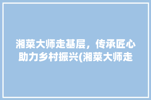 湘菜大师走基层，传承匠心助力乡村振兴(湘菜大师走基层活动方法) 湘菜大师走基层，传承匠心助力乡村振兴(湘菜大师走基层活动方法) 饮食拾萃
