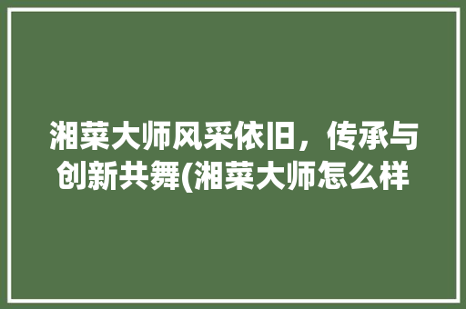 湘菜大师风采依旧，传承与创新共舞(湘菜大师怎么样了) 湘菜大师风采依旧，传承与创新共舞(湘菜大师怎么样了) 饮食拾萃