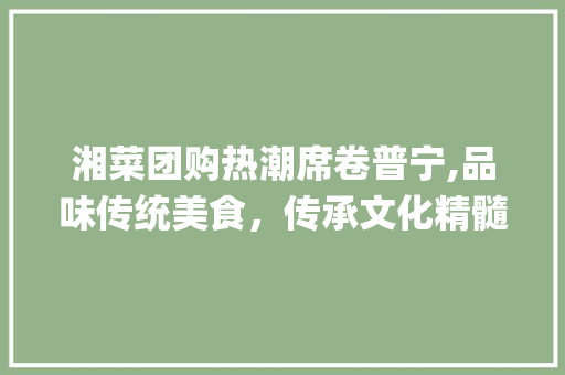 湘菜团购热潮席卷普宁,品味传统美食，传承文化精髓(湘菜团购普宁有没有) 湘菜团购热潮席卷普宁,品味传统美食，传承文化精髓(湘菜团购普宁有没有) 饮食拾萃