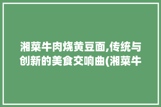 湘菜牛肉烧黄豆面,传统与创新的美食交响曲(湘菜牛肉烧黄豆面) 湘菜牛肉烧黄豆面,传统与创新的美食交响曲(湘菜牛肉烧黄豆面) 饮食拾萃