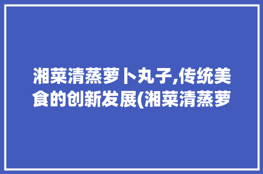 湘菜清蒸萝卜丸子,传统美食的创新发展(湘菜清蒸萝卜丸子做法视频) 湘菜清蒸萝卜丸子,传统美食的创新发展(湘菜清蒸萝卜丸子做法视频) 饮食拾萃