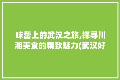 味蕾上的武汉之旅,探寻川湘美食的精致魅力(武汉好吃的川菜湘菜餐厅) 味蕾上的武汉之旅,探寻川湘美食的精致魅力(武汉好吃的川菜湘菜餐厅) 饮食拾萃