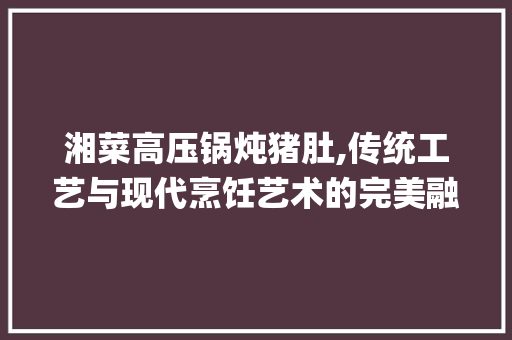 湘菜高压锅炖猪肚,传统工艺与现代烹饪艺术的完美融合_湘菜高压锅炖猪肚多久 湘菜高压锅炖猪肚,传统工艺与现代烹饪艺术的完美融合_湘菜高压锅炖猪肚多久 饮食拾萃