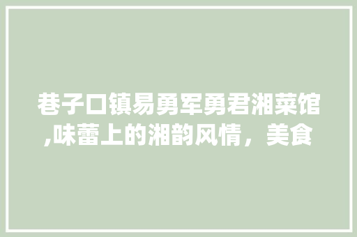 巷子口镇易勇军勇君湘菜馆,味蕾上的湘韵风情，美食之旅的温馨驿站_巷子口镇易勇军勇君湘菜馆 饮食拾萃