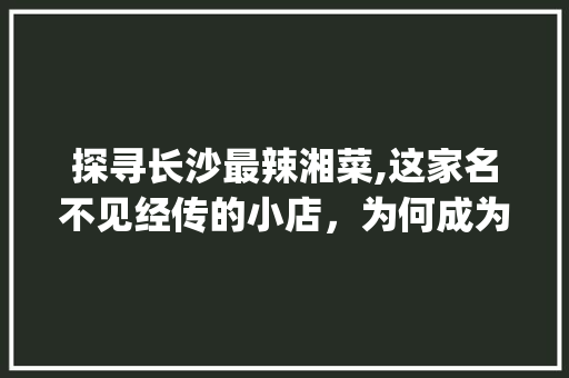 探寻长沙最辣湘菜,这家名不见经传的小店，为何成为辣味爱好者的天堂_长沙最辣的湘菜店名叫什么 探寻长沙最辣湘菜,这家名不见经传的小店，为何成为辣味爱好者的天堂_长沙最辣的湘菜店名叫什么 饮食拾萃