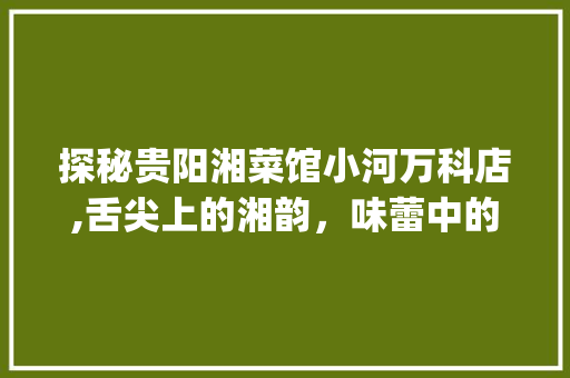探秘贵阳湘菜馆小河万科店,舌尖上的湘韵，味蕾中的故乡情_贵阳湘菜馆小河万科店 探秘贵阳湘菜馆小河万科店,舌尖上的湘韵，味蕾中的故乡情_贵阳湘菜馆小河万科店 饮食拾萃
