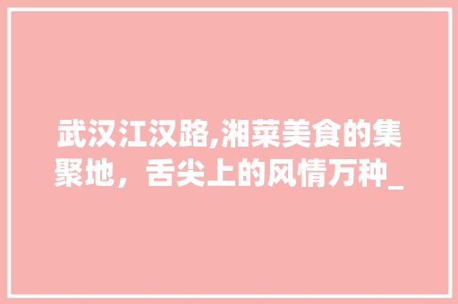 武汉江汉路,湘菜美食的集聚地，舌尖上的风情万种_湖北武汉江汉路湘菜餐厅 武汉江汉路,湘菜美食的集聚地，舌尖上的风情万种_湖北武汉江汉路湘菜餐厅 饮食拾萃