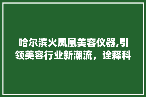 哈尔滨火凤凰美容仪器,引领美容行业新潮流，诠释科技与美丽的完美融合_哈尔滨火凤凰美容仪器 哈尔滨火凤凰美容仪器,引领美容行业新潮流，诠释科技与美丽的完美融合_哈尔滨火凤凰美容仪器 动手制作