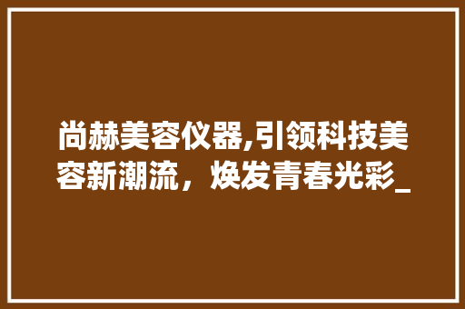 尚赫美容仪器,引领科技美容新潮流，焕发青春光彩_尚赫产品美容仪器 尚赫美容仪器,引领科技美容新潮流，焕发青春光彩_尚赫产品美容仪器 服饰装扮