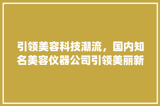 引领美容科技潮流，国内知名美容仪器公司引领美丽新时代_国内知名美容仪器公司 引领美容科技潮流，国内知名美容仪器公司引领美丽新时代_国内知名美容仪器公司 饮食拾萃