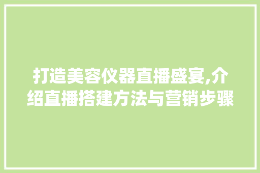 打造美容仪器直播盛宴,介绍直播搭建方法与营销步骤_美容仪器直播搭建方法 打造美容仪器直播盛宴,介绍直播搭建方法与营销步骤_美容仪器直播搭建方法 服饰装扮