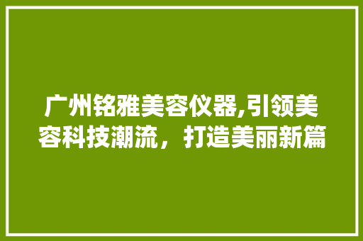广州铭雅美容仪器,引领美容科技潮流，打造美丽新篇章_广州铭雅美容仪器 广州铭雅美容仪器,引领美容科技潮流，打造美丽新篇章_广州铭雅美容仪器 动手制作