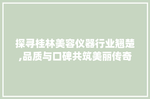 探寻桂林美容仪器行业翘楚,品质与口碑共筑美丽传奇_桂林仪器美容排名 探寻桂林美容仪器行业翘楚,品质与口碑共筑美丽传奇_桂林仪器美容排名 美容塑身