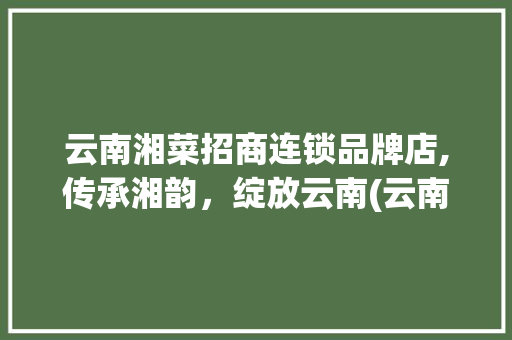 云南湘菜招商连锁品牌店,传承湘韵，绽放云南(云南湘菜招商连锁品牌店) 云南湘菜招商连锁品牌店,传承湘韵，绽放云南(云南湘菜招商连锁品牌店) 饮食拾萃