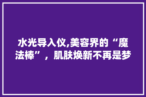 水光导入仪,美容界的“魔法棒”，肌肤焕新不再是梦！_水光导入仪美容仪器 水光导入仪,美容界的“魔法棒”，肌肤焕新不再是梦！_水光导入仪美容仪器 美容塑身