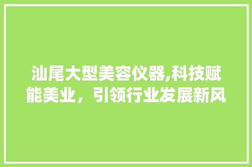 汕尾大型美容仪器,科技赋能美业，引领行业发展新风向_汕尾大型美容仪器调整 汕尾大型美容仪器,科技赋能美业，引领行业发展新风向_汕尾大型美容仪器调整 美容塑身