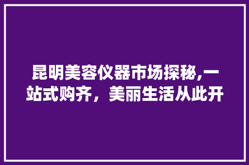 昆明美容仪器市场探秘,一站式购齐，美丽生活从此开始_昆明哪里卖美容仪器 旅行地理