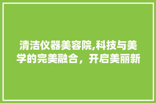 清洁仪器美容院,科技与美学的完美融合，开启美丽新篇章_清洁仪器美容院 清洁仪器美容院,科技与美学的完美融合，开启美丽新篇章_清洁仪器美容院 服饰装扮