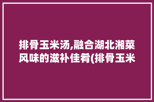 排骨玉米汤,融合湖北湘菜风味的滋补佳肴(排骨玉米汤湖北湘菜) 排骨玉米汤,融合湖北湘菜风味的滋补佳肴(排骨玉米汤湖北湘菜) 饮食拾萃
