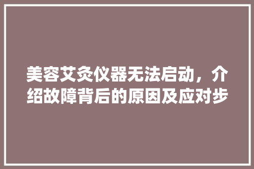 美容艾灸仪器无法启动，介绍故障背后的原因及应对步骤_美容艾灸仪器无法启动 美容艾灸仪器无法启动，介绍故障背后的原因及应对步骤_美容艾灸仪器无法启动 美容塑身