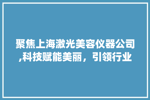聚焦上海激光美容仪器公司,科技赋能美丽，引领行业新风向_上海激光美容仪器公司 聚焦上海激光美容仪器公司,科技赋能美丽，引领行业新风向_上海激光美容仪器公司 美容塑身