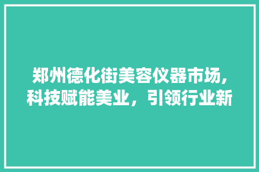 郑州德化街美容仪器市场,科技赋能美业，引领行业新风尚_郑州德化街美容仪器 郑州德化街美容仪器市场,科技赋能美业，引领行业新风尚_郑州德化街美容仪器 美容塑身