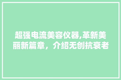 超强电流美容仪器,革新美丽新篇章，介绍无创抗衰老的秘密武器_超强电流美容仪器 超强电流美容仪器,革新美丽新篇章，介绍无创抗衰老的秘密武器_超强电流美容仪器 美容塑身