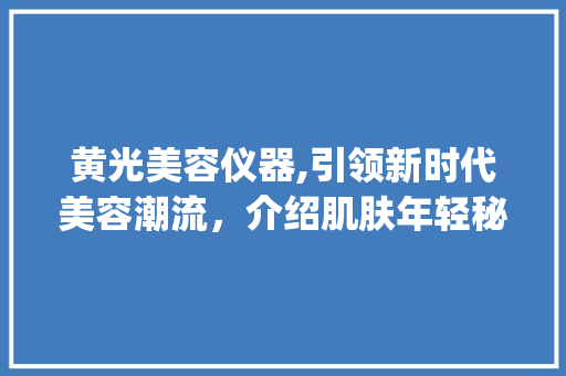 黄光美容仪器,引领新时代美容潮流，介绍肌肤年轻秘密_黄光美容仪器推荐介绍 黄光美容仪器,引领新时代美容潮流，介绍肌肤年轻秘密_黄光美容仪器推荐介绍 美容塑身