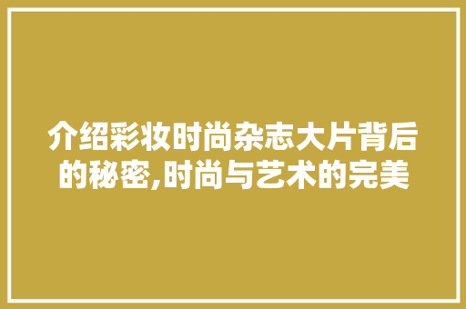 介绍彩妆时尚杂志大片背后的秘密,时尚与艺术的完美融合 介绍彩妆时尚杂志大片背后的秘密,时尚与艺术的完美融合 服饰装扮