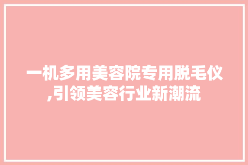 一机多用美容院专用脱毛仪,引领美容行业新潮流 一机多用美容院专用脱毛仪,引领美容行业新潮流 美容塑身
