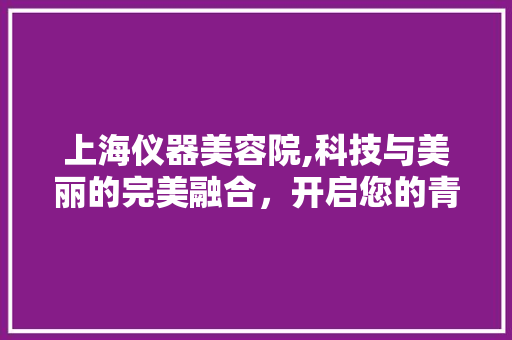 上海仪器美容院,科技与美丽的完美融合，开启您的青春之旅 上海仪器美容院,科技与美丽的完美融合，开启您的青春之旅 养生保健