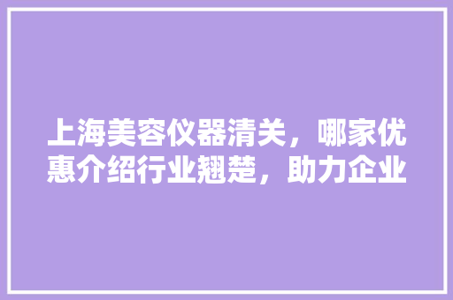 上海美容仪器清关，哪家优惠介绍行业翘楚，助力企业发展 上海美容仪器清关，哪家优惠介绍行业翘楚，助力企业发展 美容塑身