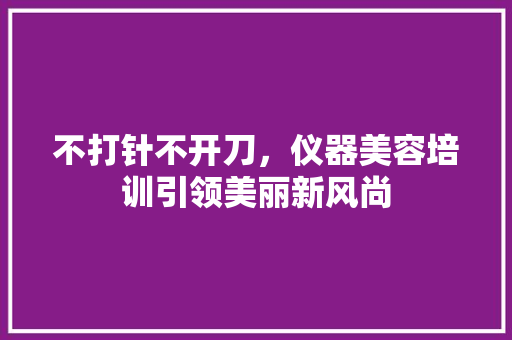 不打针不开刀，仪器美容培训引领美丽新风尚 不打针不开刀，仪器美容培训引领美丽新风尚 饮食拾萃