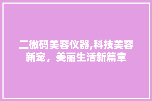 二微码美容仪器,科技美容新宠，美丽生活新篇章 二微码美容仪器,科技美容新宠，美丽生活新篇章 家居时尚