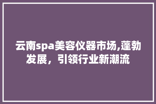 云南spa美容仪器市场,蓬勃发展，引领行业新潮流 云南spa美容仪器市场,蓬勃发展，引领行业新潮流 家居时尚
