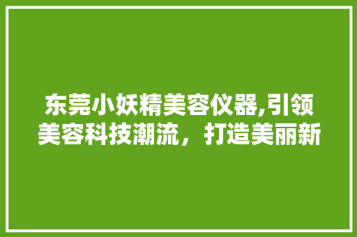 东莞小妖精美容仪器,引领美容科技潮流，打造美丽新篇章 东莞小妖精美容仪器,引领美容科技潮流，打造美丽新篇章 饮食拾萃