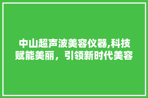中山超声波美容仪器,科技赋能美丽，引领新时代美容潮流 中山超声波美容仪器,科技赋能美丽，引领新时代美容潮流 养生保健