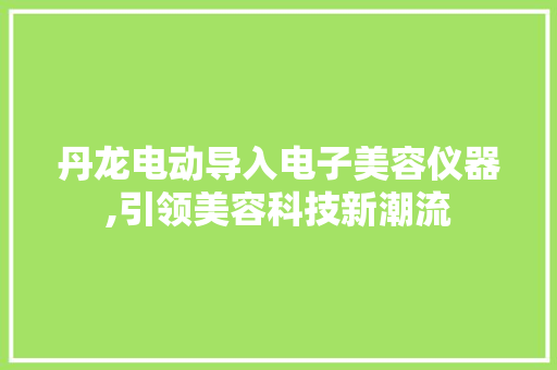丹龙电动导入电子美容仪器,引领美容科技新潮流 丹龙电动导入电子美容仪器,引领美容科技新潮流 动手制作
