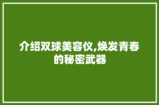 介绍双球美容仪,焕发青春的秘密武器 介绍双球美容仪,焕发青春的秘密武器 美容塑身