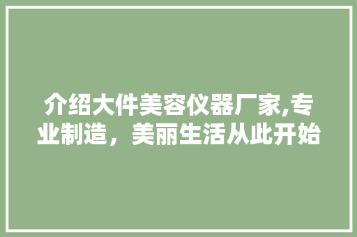 介绍大件美容仪器厂家,专业制造，美丽生活从此开始 介绍大件美容仪器厂家,专业制造，美丽生活从此开始 动手制作