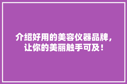 介绍好用的美容仪器品牌，让你的美丽触手可及！ 介绍好用的美容仪器品牌，让你的美丽触手可及！ 动手制作