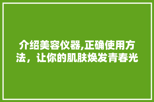 介绍美容仪器,正确使用方法，让你的肌肤焕发青春光彩 介绍美容仪器,正确使用方法，让你的肌肤焕发青春光彩 家居时尚